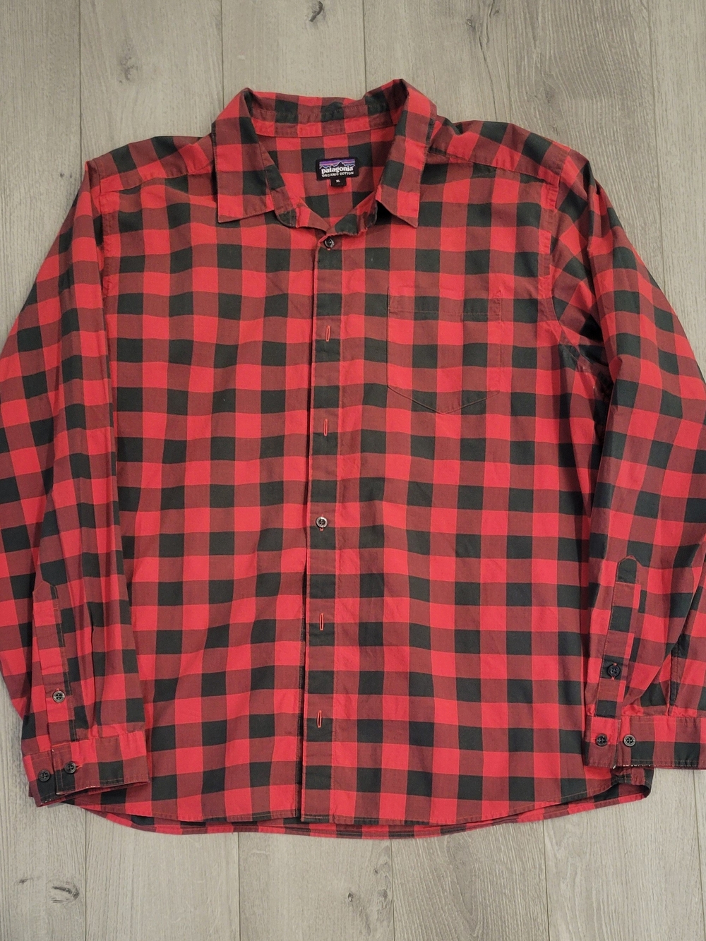 Patagonia Red and Black Buffalo Check Button-Down Shirt